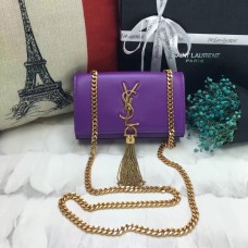 Borsa YSL piccola in pelle con catena nappa 17 cm viola