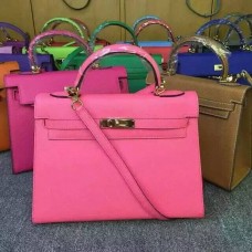 Hermes Kelly 28cm Borsa in pelle Epsom Labbra rosa