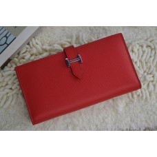 Portafoglio Hermes in pelle di vitello H005 H rosso