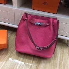 Hermes So Kelly 28cm Togo Borsa a tracolla in pelle rosa caldo argento