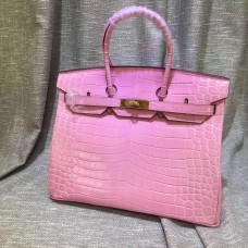 Hermes Birkin 35cm Borsa a mano in pelle di coccodrillo oro rosa