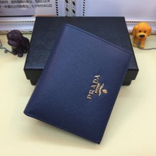 Prada 1M0204 Portafoglio Bifold Piccolo in Pelle Saffiano Navy