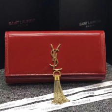 Pochette YSL in pelle verniciata con nappine 27 cm rossa