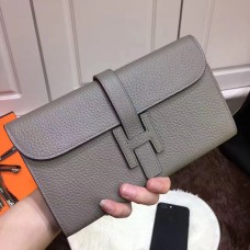 Portafoglio Hermes Jige Togo Pelle Grigio