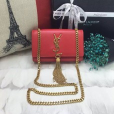 Borsa YSL piccola in pelle con catena nappa 17 cm oro rosso