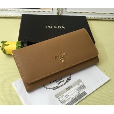 Prada 1M1132 Portafoglio in Pelle Saffiano Marrone