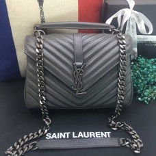 Borsa a tracolla YSL con manico superiore 24 cm grigio argento