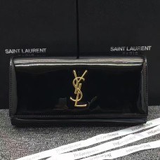 Pochette YSL in pelle verniciata 27 cm nera