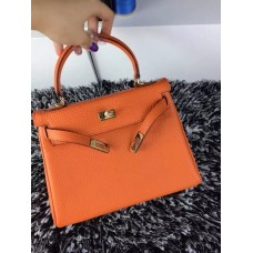 Hermes Kelly 25cm Togo Pelle Arancio Oro