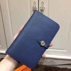 Portafoglio Hermes Dogon Togo in pelle H001 blu scuro
