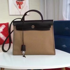 Hermes Herbag Borsa in tela color kaki da 31 cm