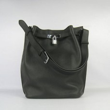 Hermes So Kelly 28cm Togo Borsa a tracolla in pelle nera argento