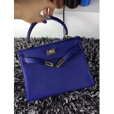 Hermes Kelly 25cm Togo Pelle Blu Oro