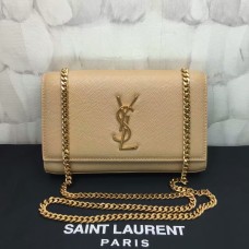 Borsa a catena in pelle caviale YSL 22cm Albicocca oro