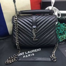 Borsa a tracolla YSL con manico superiore 24 cm nero argento
