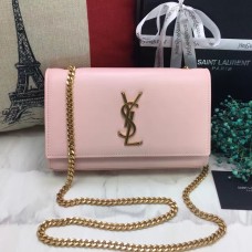Borsa YSL in pelle liscia con catena 22 cm rosa chiaro