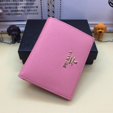 Prada 1M0204 Portafoglio Bifold Piccolo in Pelle Saffiano Rosa