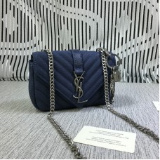 YSL Borsa piccola con catena a busta Pelle di capra blu 18 cm