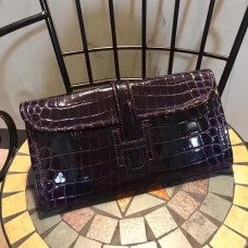 Hermes Jige Clutch 29cm Croco viola scuro