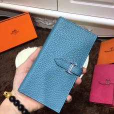 Portafoglio Hermes Bearn Togo in pelle H005 blu