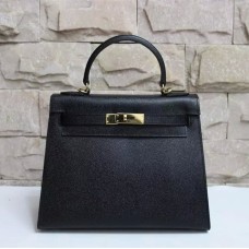 Hermes Kelly 28cm Borsa a mano in pelle Epsom nero oro