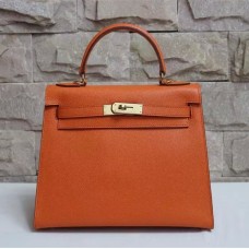 Hermes Kelly 28cm Borsa a mano in pelle Epsom arancione oro