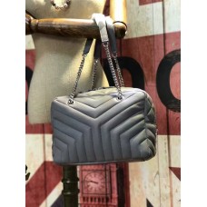 Borsa a mano con catena YSL 27 cm grigia