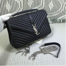 Saint Laurent Borsa grande a catena con manico superiore nera 32 cm
