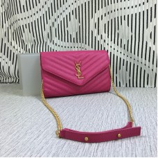 YSL Busta Catena Borsa Caviale Pelle Rosa 23cm