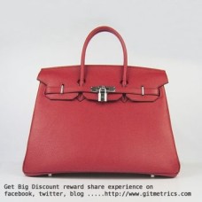 Hermes Birkin 35cm Togo borse in pelle rosso argento