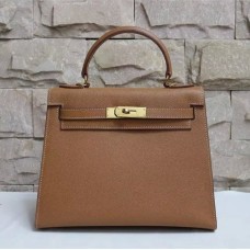 Hermes Kelly 28cm Borsa a mano in pelle Epsom marrone oro