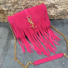 Borsa YSL in pelle scamosciata con nappa da 22 cm rosa