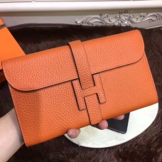 Portafoglio Hermes Jige Togo in pelle arancione