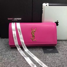 Pochette YSL Saint Laurent 27 cm in pelle liscia rosa