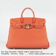 Hermes Birkin 35cm Togo borse in pelle arancione dorato