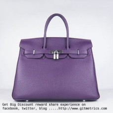 Hermes Birkin 35cm Togo borse in pelle viola argento
