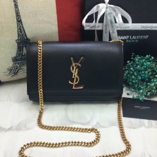 Borsa a catena YSL in pelle liscia 22 cm oro nero