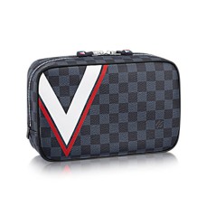Borsa da toilette Louis Vuitton N44031 in tela Damier Cobalt