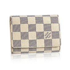 Porta biglietti da visita Louis Vuitton N61746 in tela Damier Azur