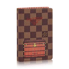 Louis Vuitton N63189 Copertina del passaporto Damier Ebene Canvas